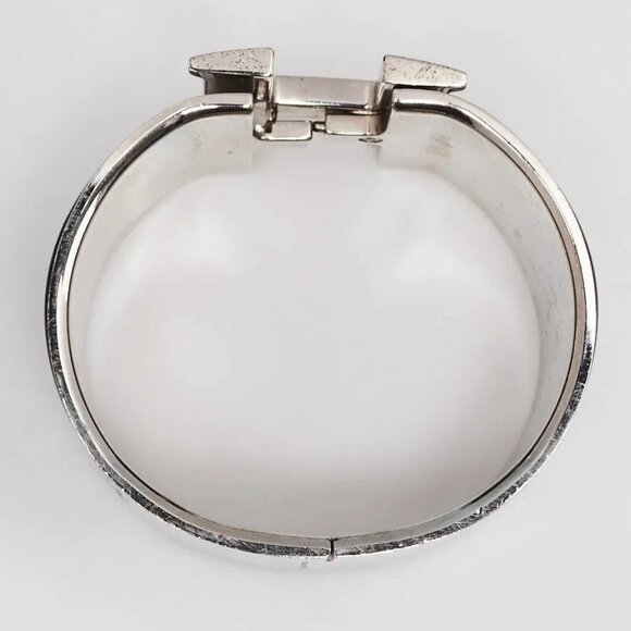Hermes Black Enamel Palladium Plated Clic-Clac H PM Extra Wide Bracelet - Picture 4 of 8